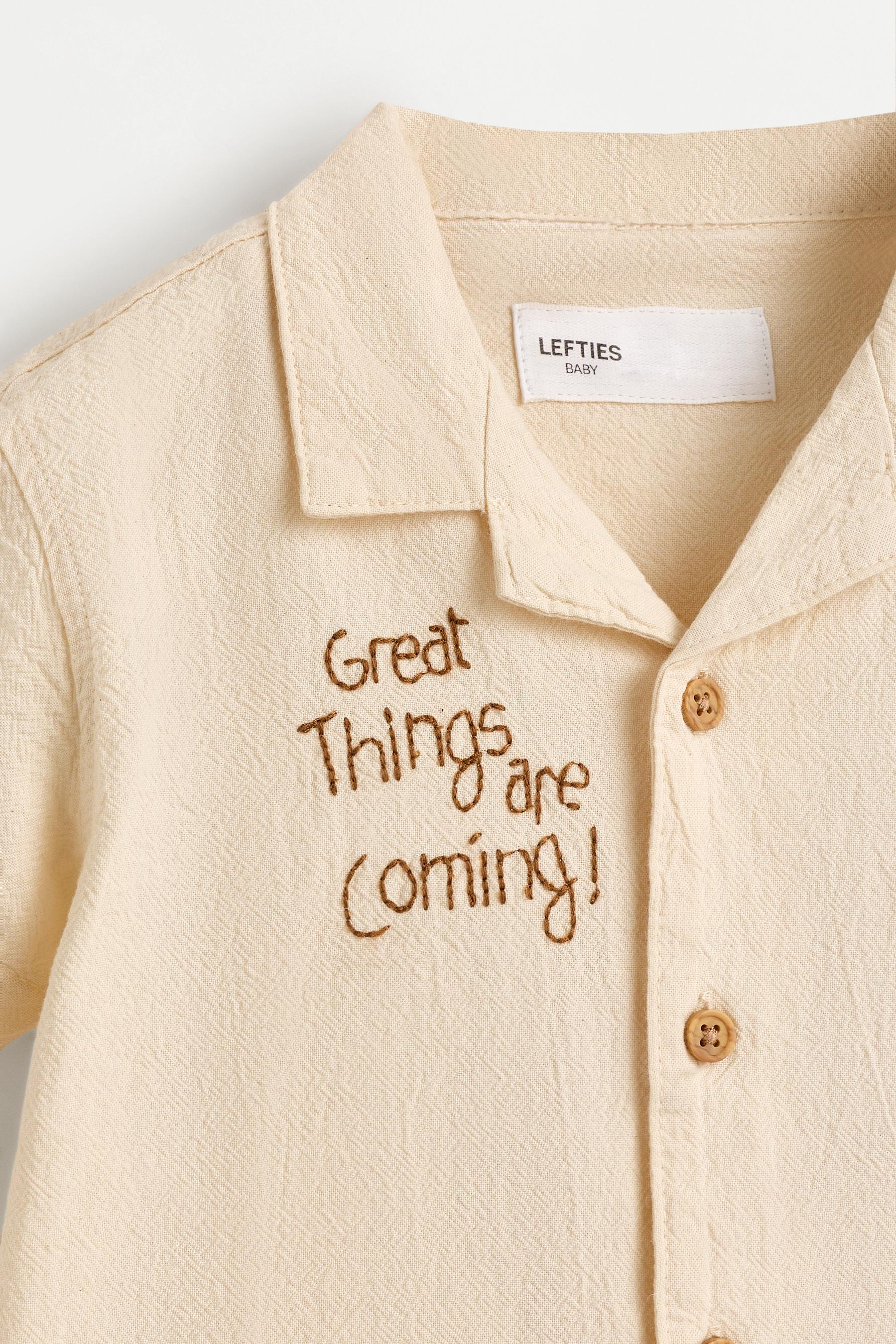 Rustic embroidered shirt — ECRU