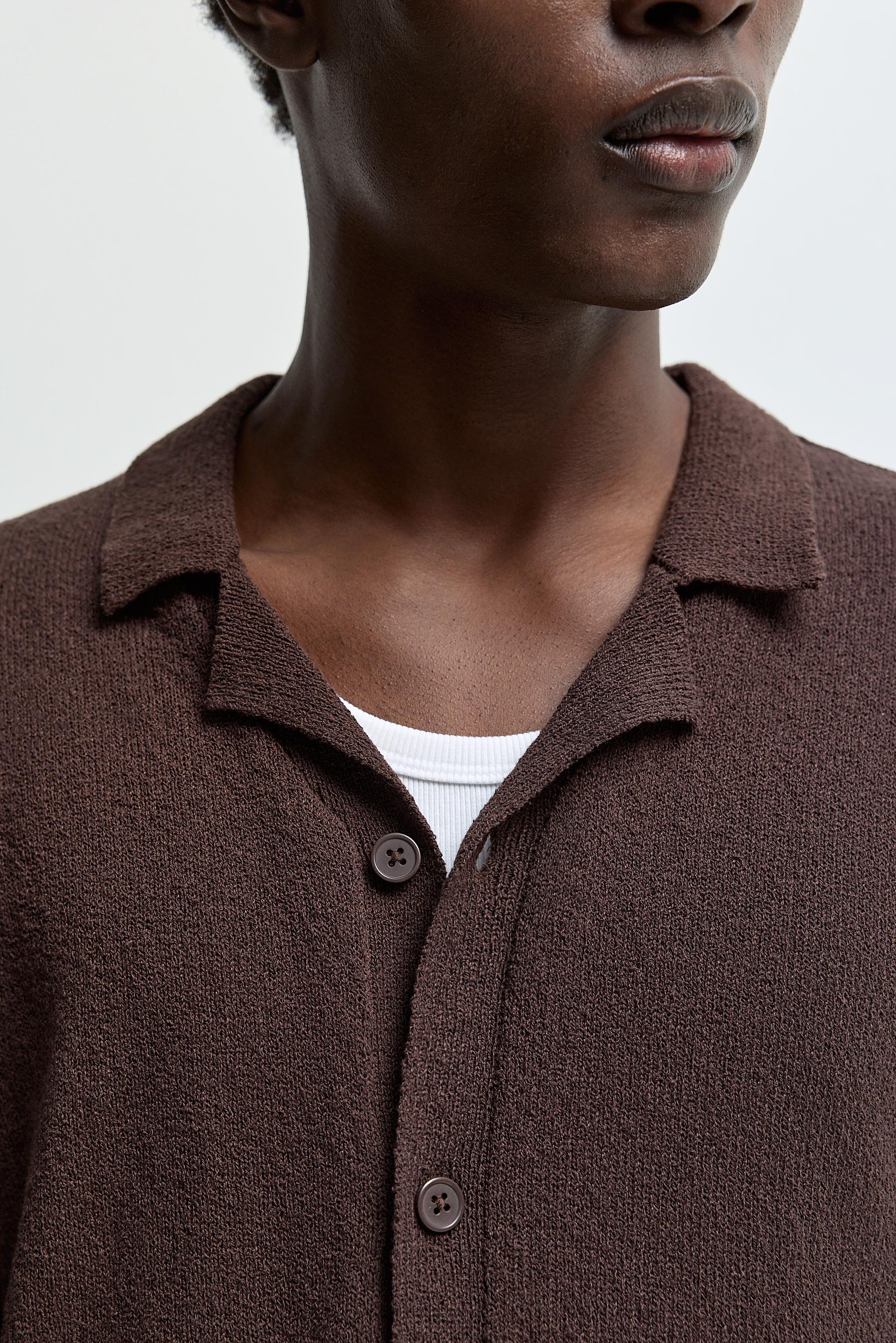 Bouclé knit shirt — CHOCOLATE