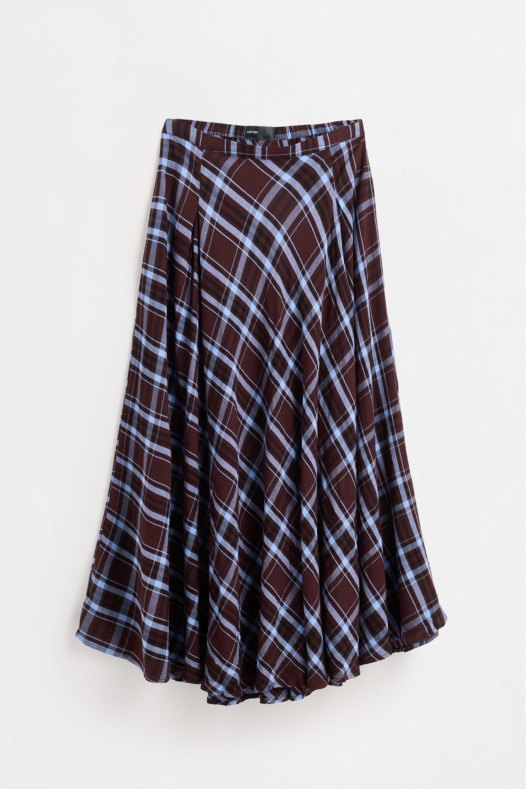 Plaid midi skirt — BROWN/BLUE