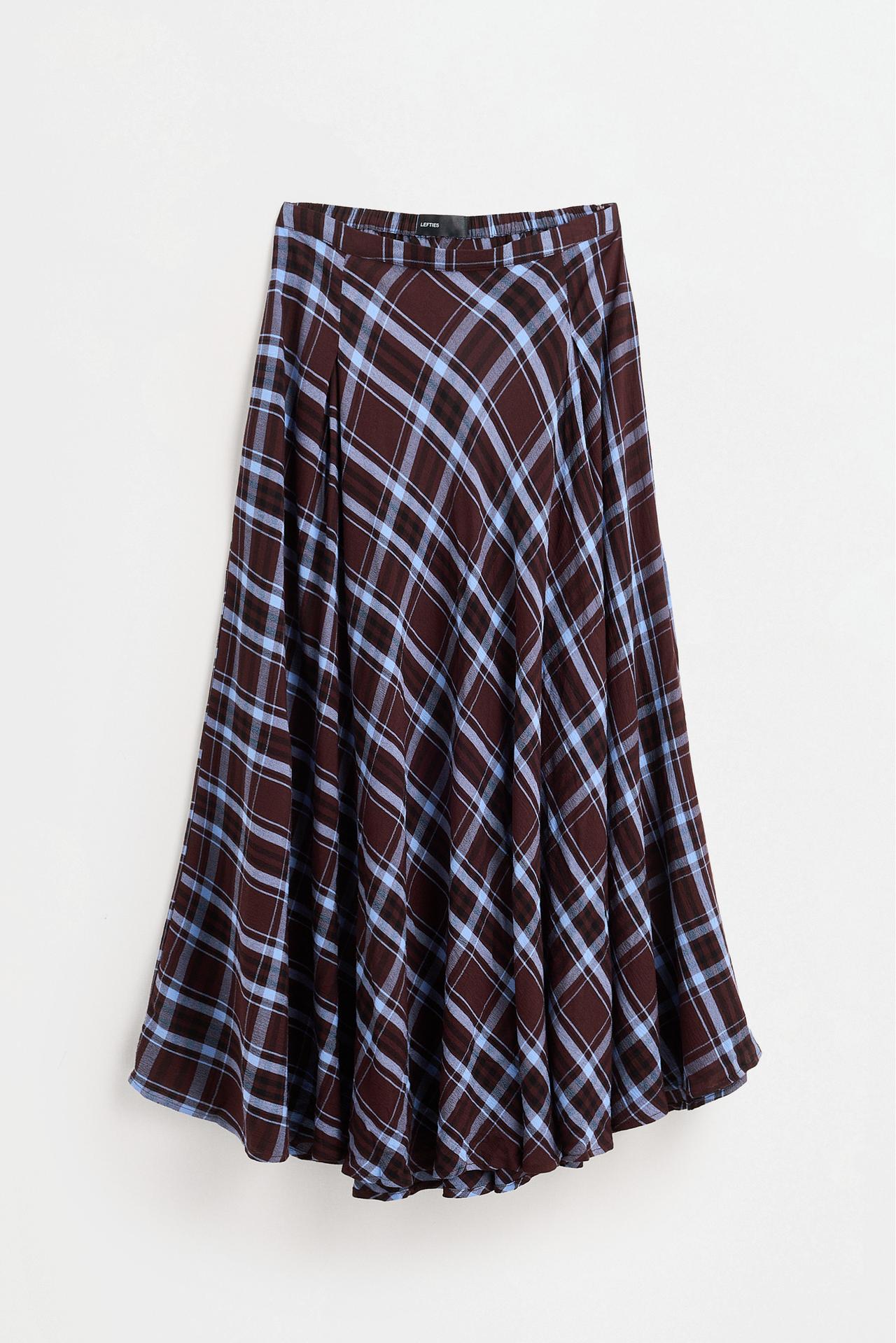 Plaid midi skirt — BROWN/BLUE