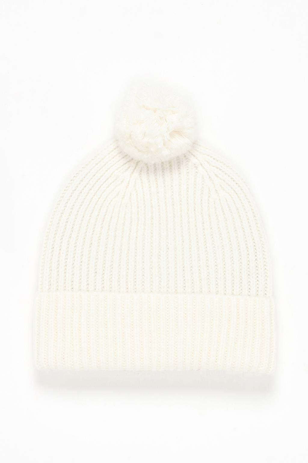 Ribbed beanie with pompom