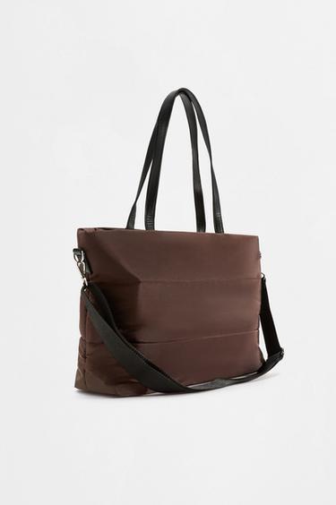 Nylon shopper tote — BROWN 3
