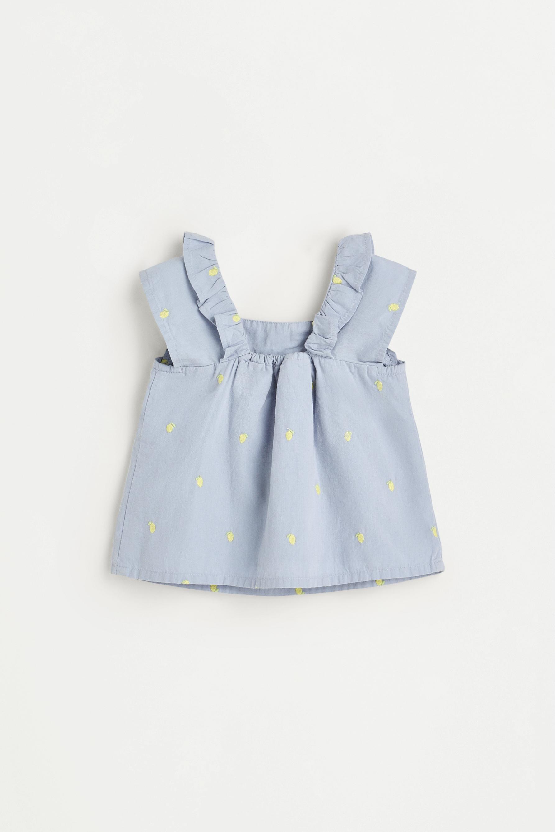 Cherry embroidered blouse and shorts co-ord — LAVENDER BLUE