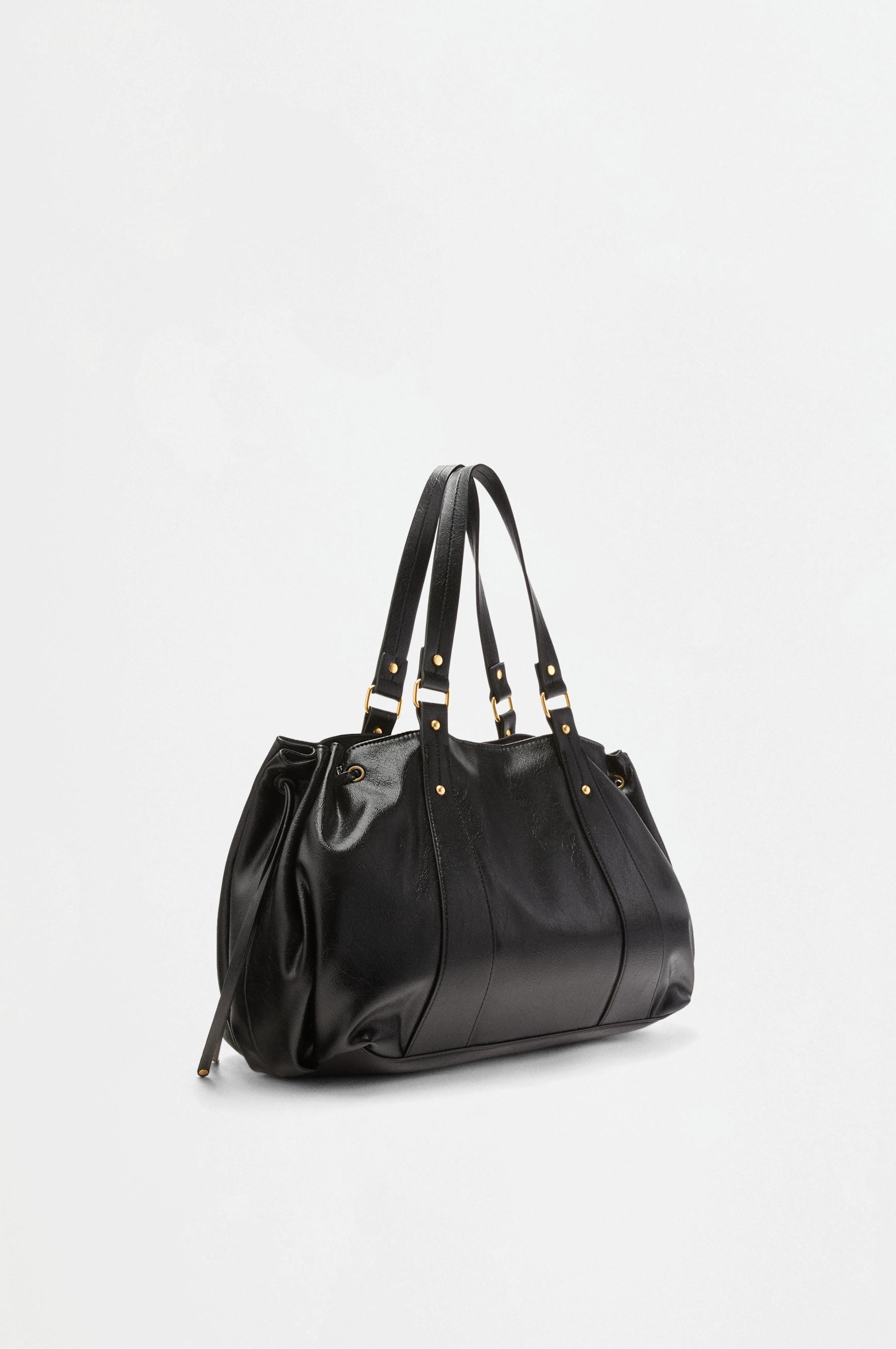 Ruched shopper bag — BLACK