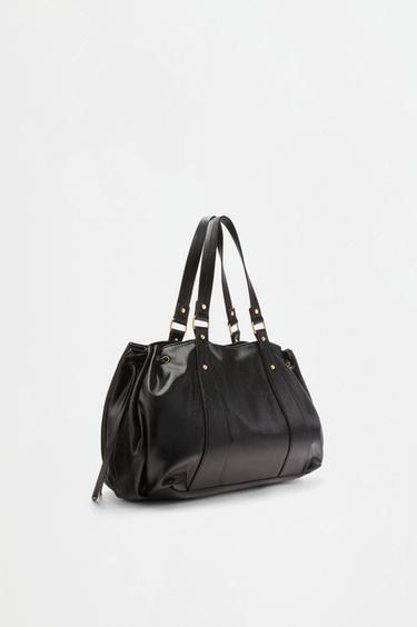 Ruched shopper bag — BLACK 2
