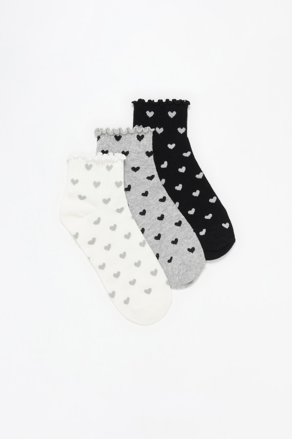 3-Pack of heart ankle socks