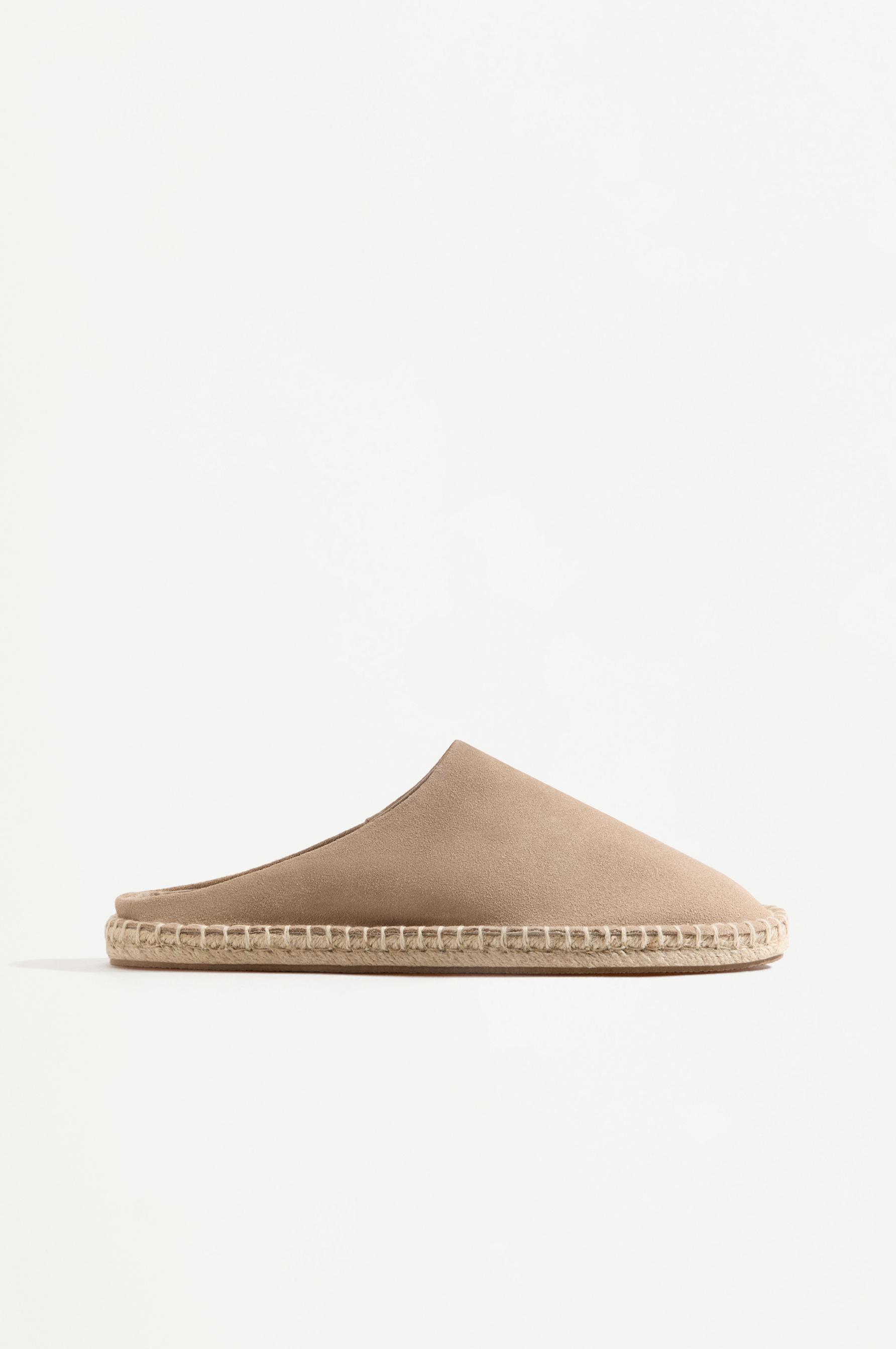 Jute-effect leather clogs — BEIGE