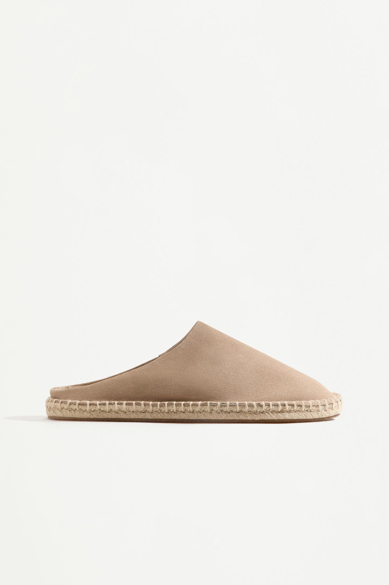 Jute-effect leather clogs — BEIGE