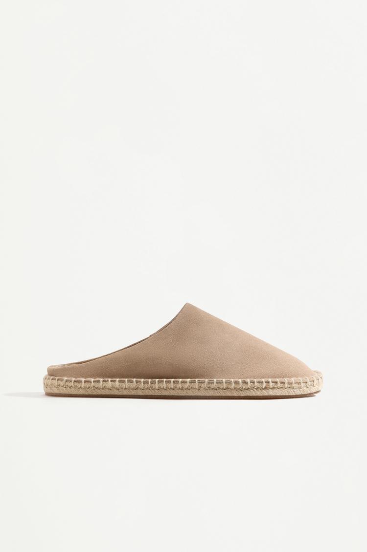 Jute-effect leather clogs — BEIGE