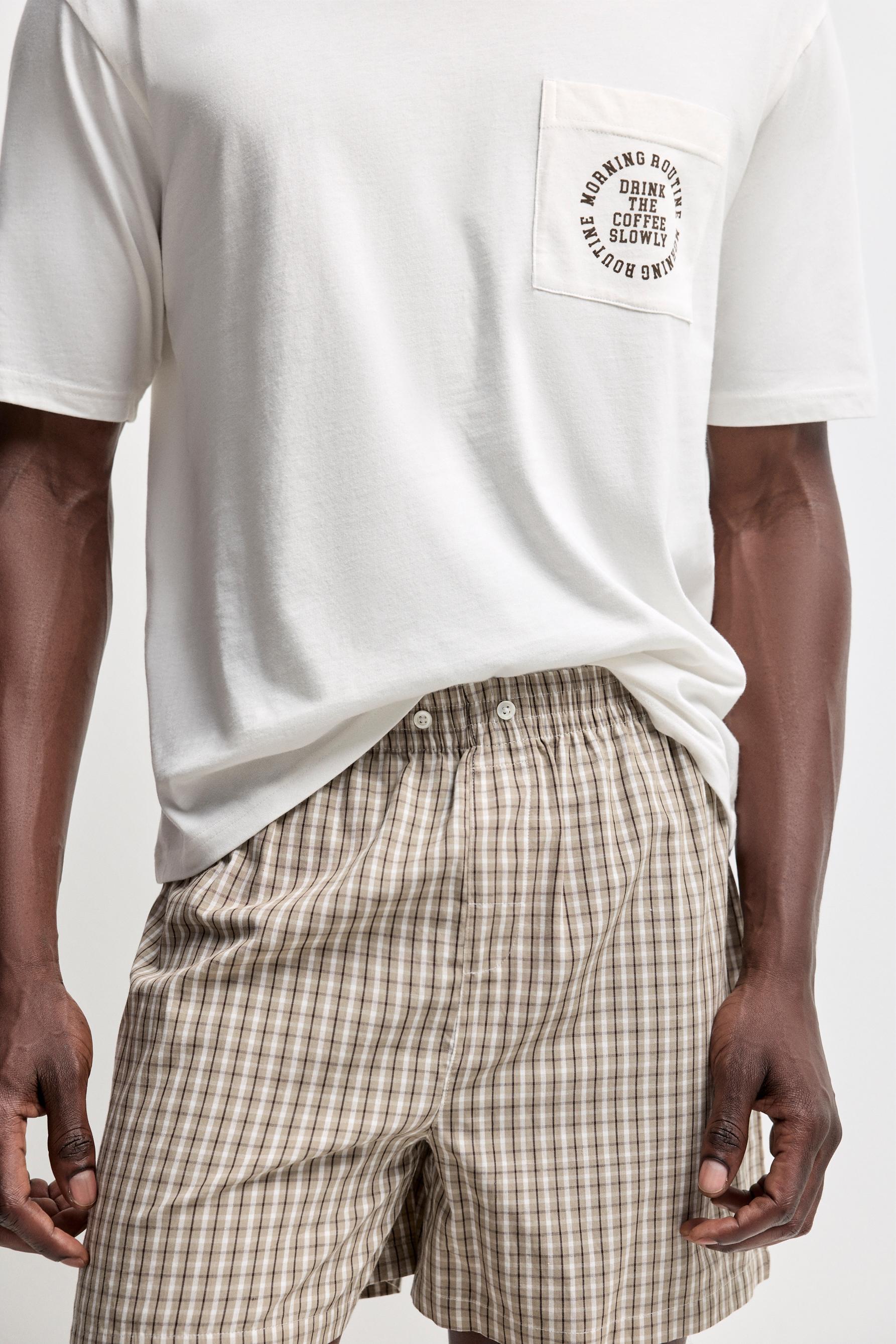 Short pyjamas with pocket — WHITE