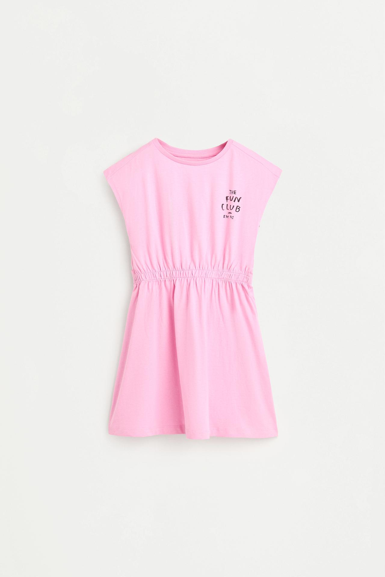 Dress with elasticated waist — FUCHSIA