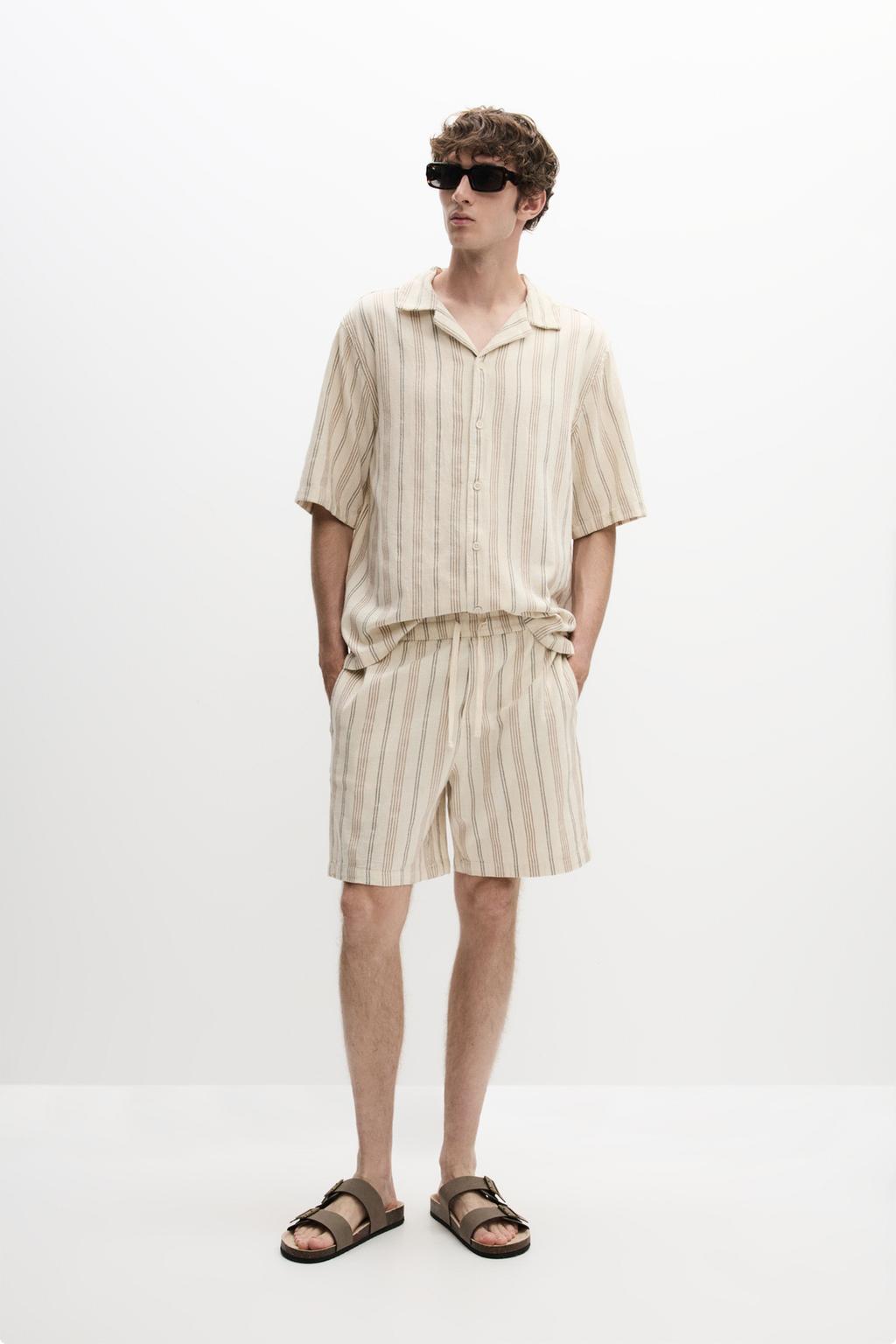 Rustic striped Bermuda shorts