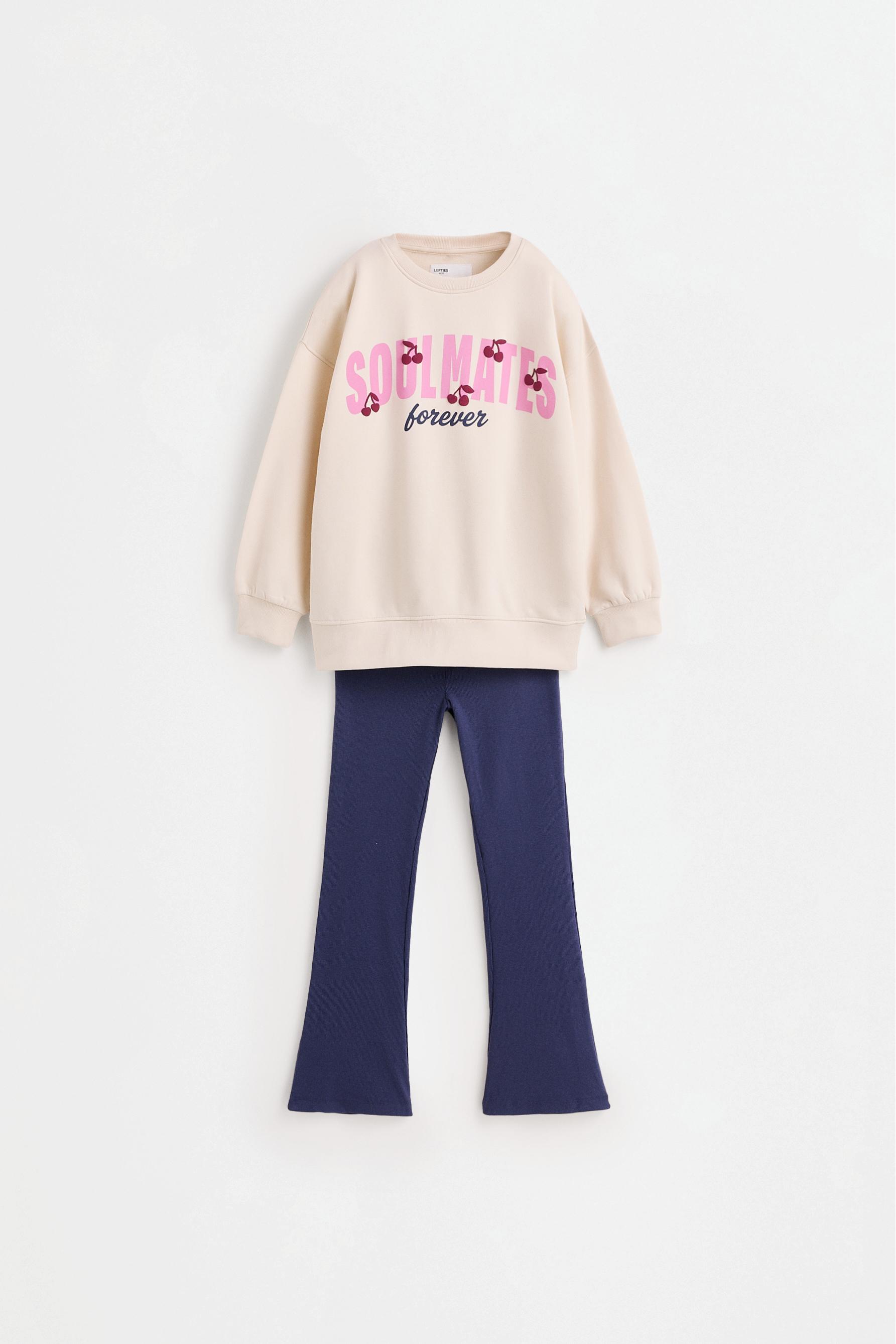 Sweatshirt and bell bottom leggings set — ECRU