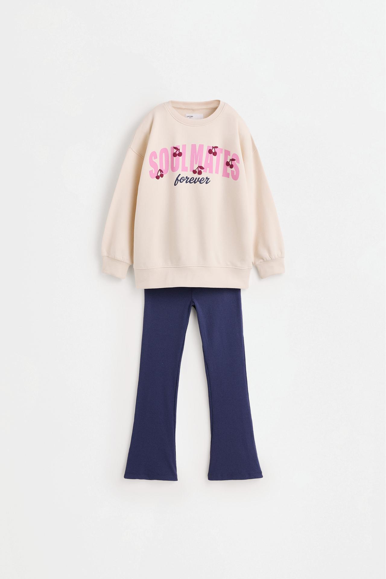 Sweatshirt and bell bottom leggings set — ECRU