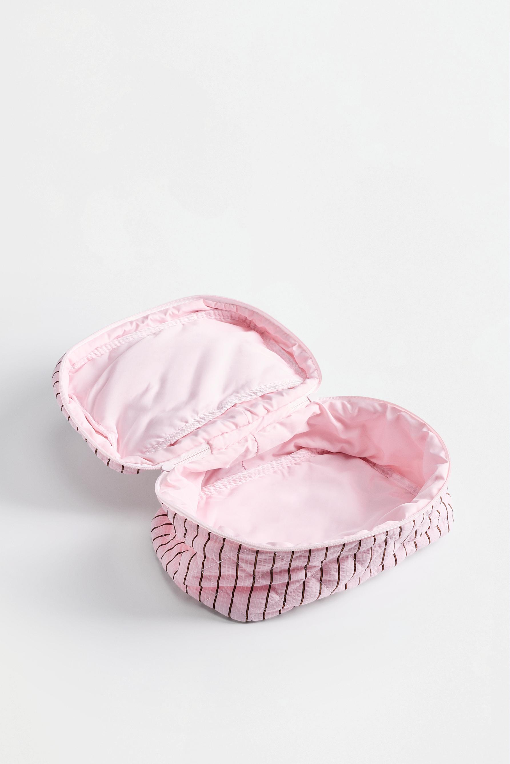 Large striped toiletry bag — ROSE PINK