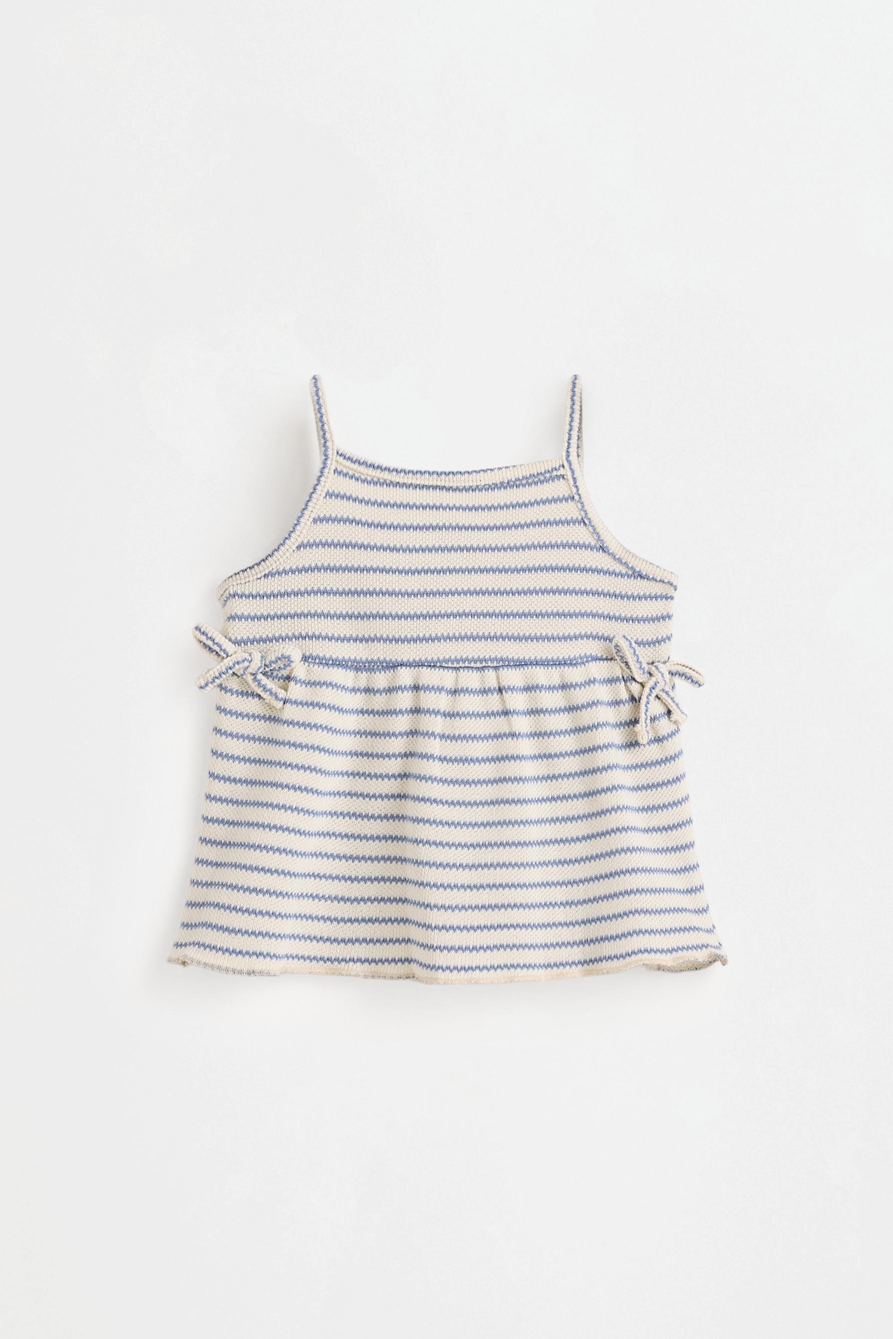 Striped bias cut top and shorts set — BLUE