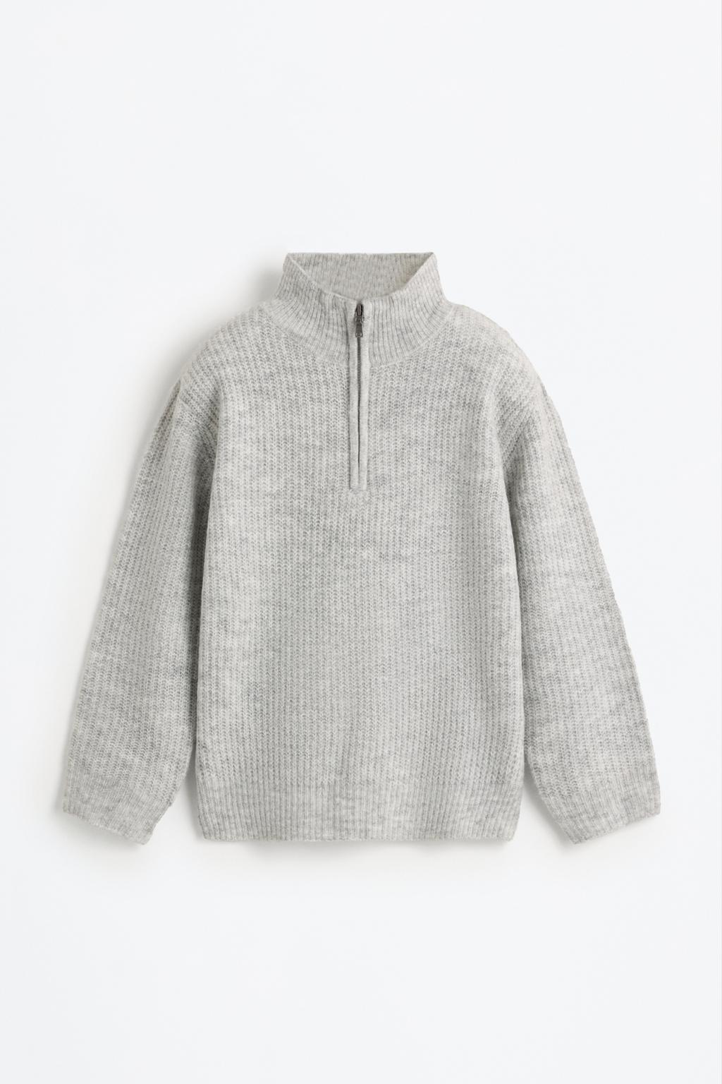 Zip-up high-neck sweater