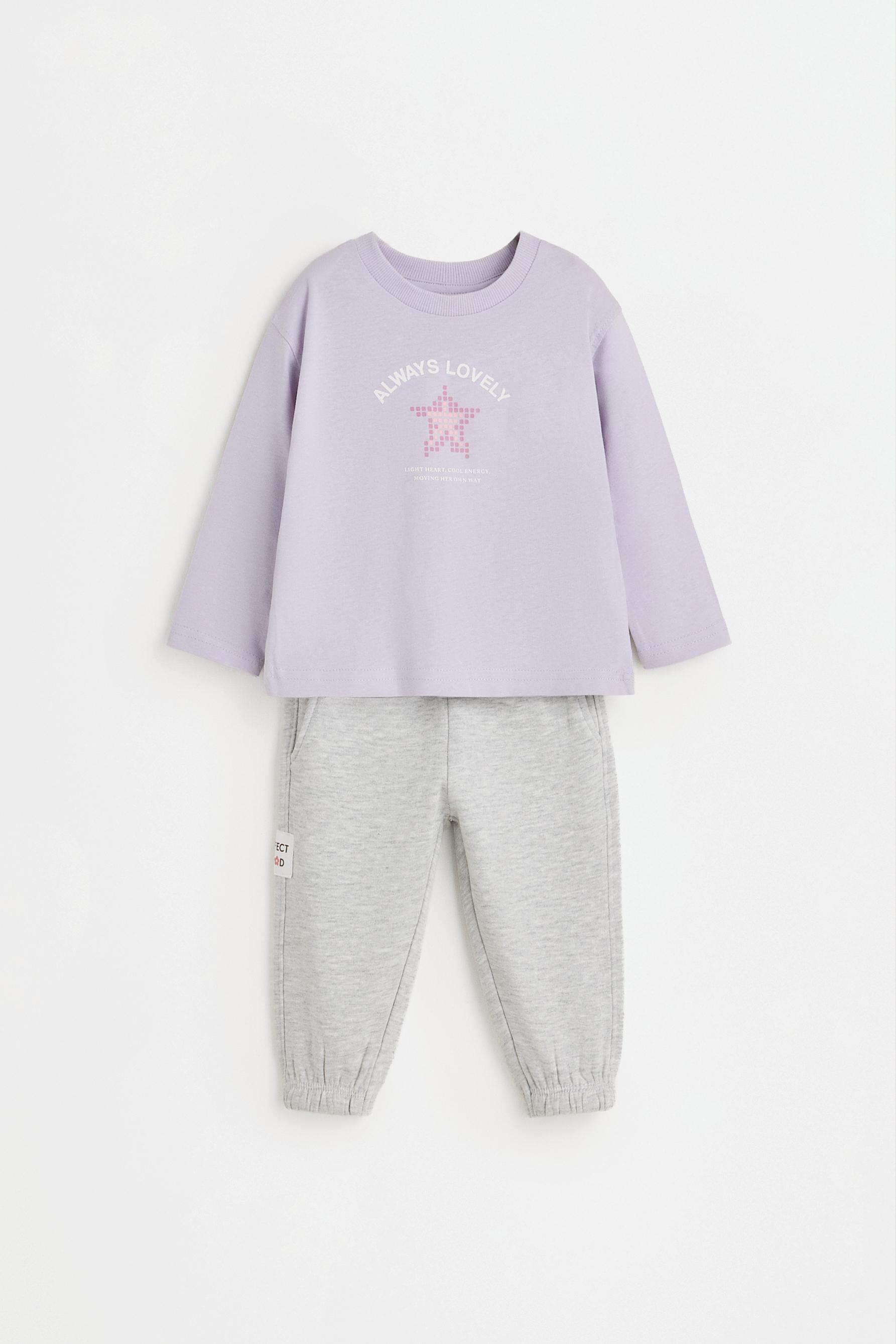5-pack of mixed T-shirt and fleece jogger sets — PALE PINK