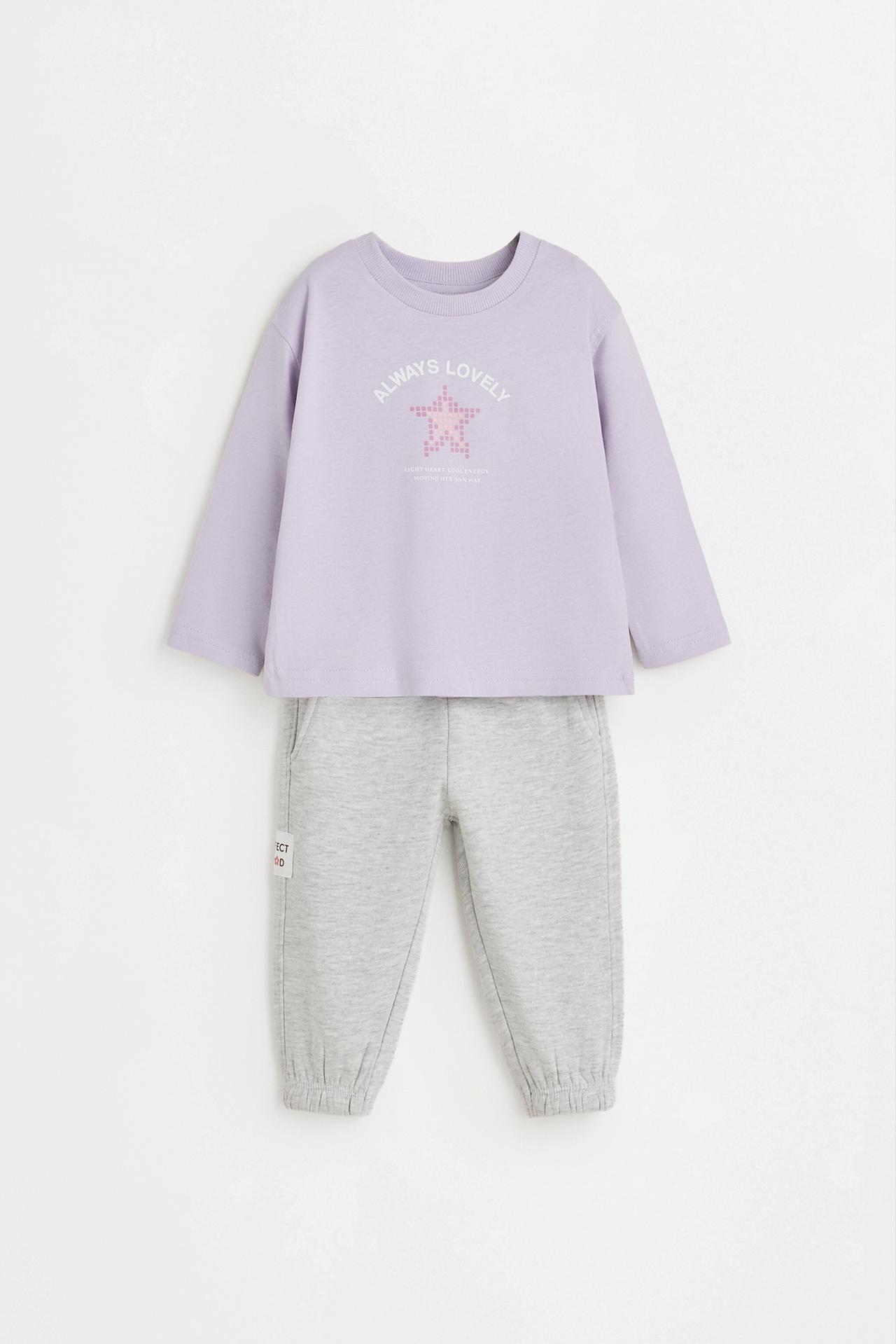 5-pack of mixed T-shirt and fleece jogger sets — PALE PINK