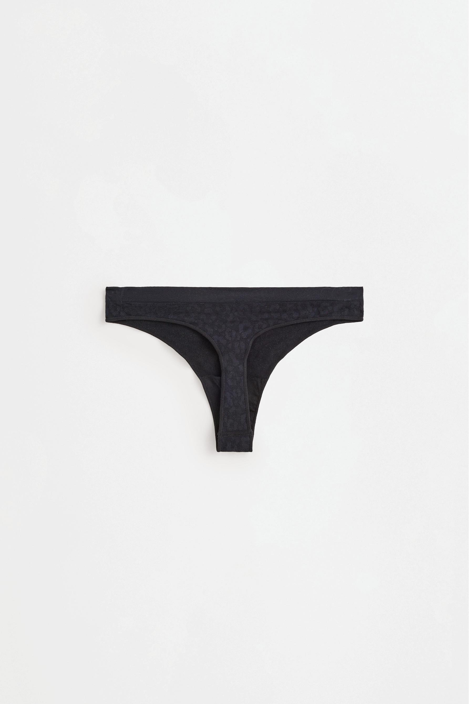 Pack of 2 seamless animal jacquard thongs — ECRU/BLACK
