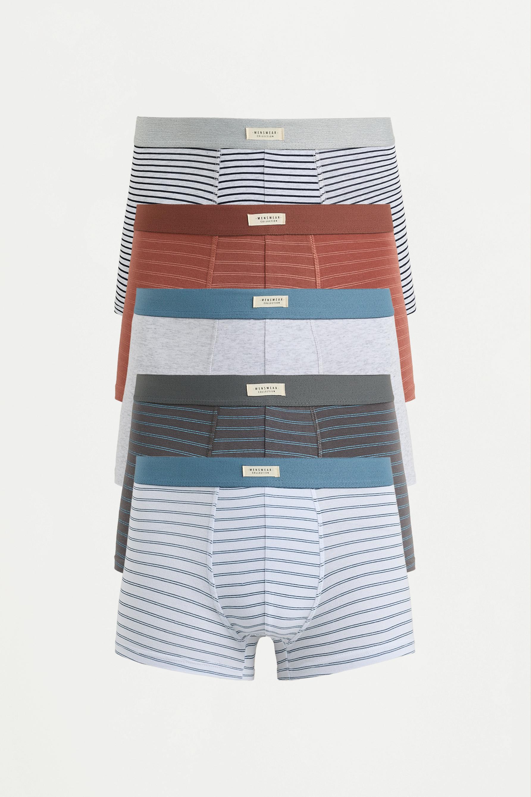 Pack of 5 striped boxers — TERRACOTTA