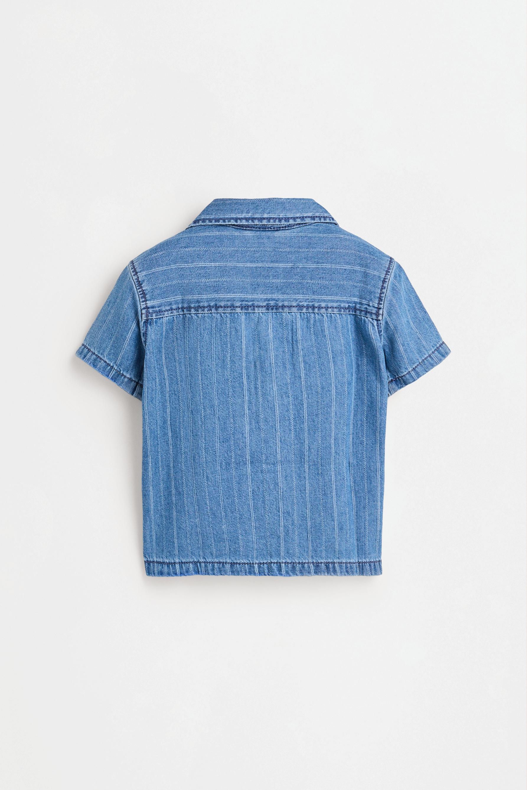 Striped denim resort shirt — BLUE