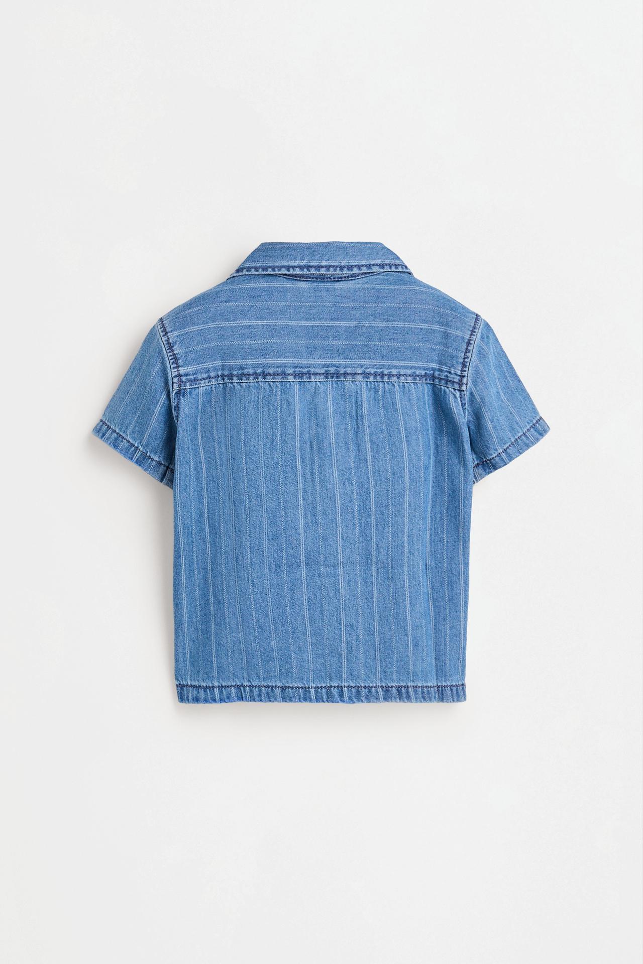 Striped denim resort shirt — BLUE