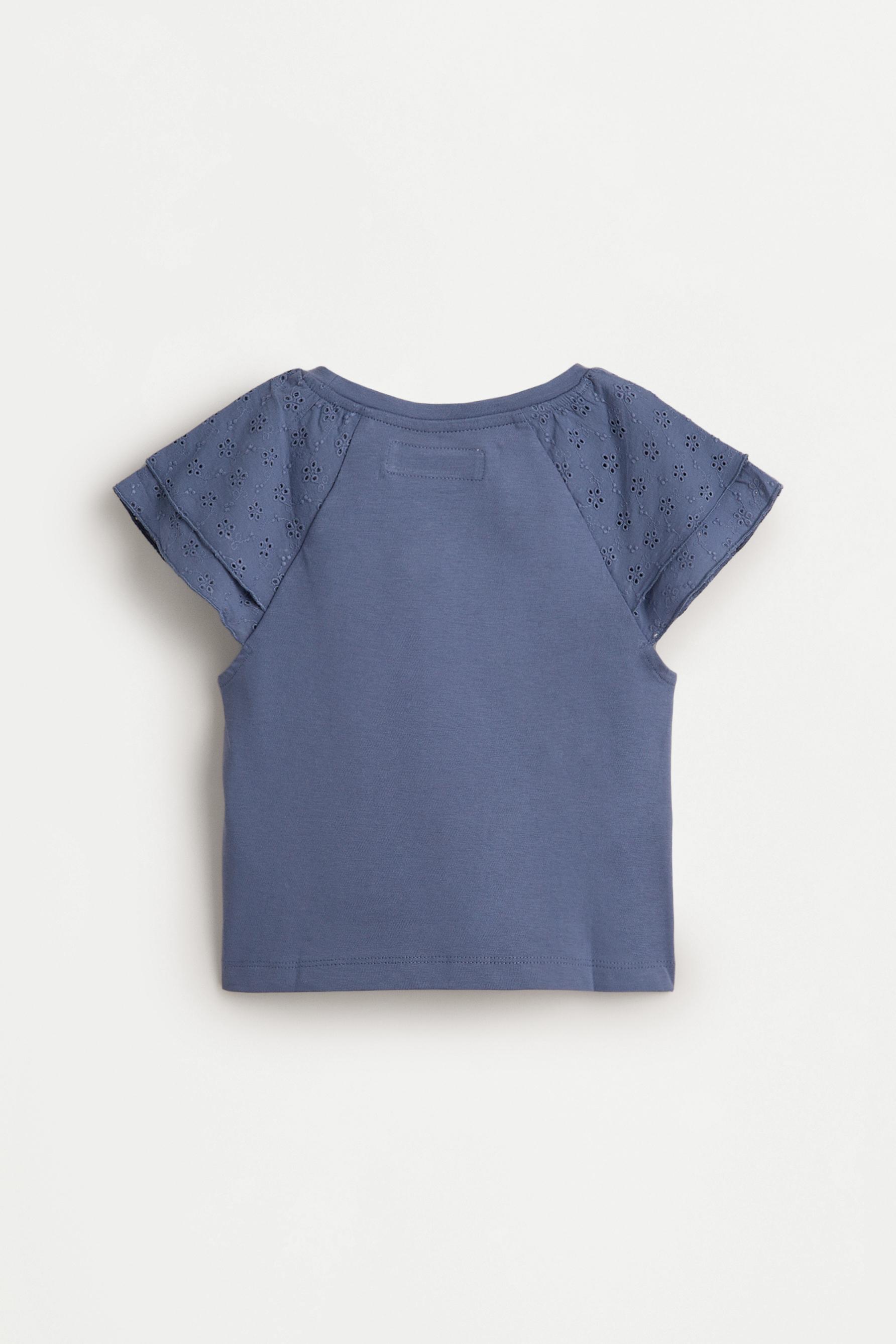 Swiss embroidery t-shirt — STEEL BLUE