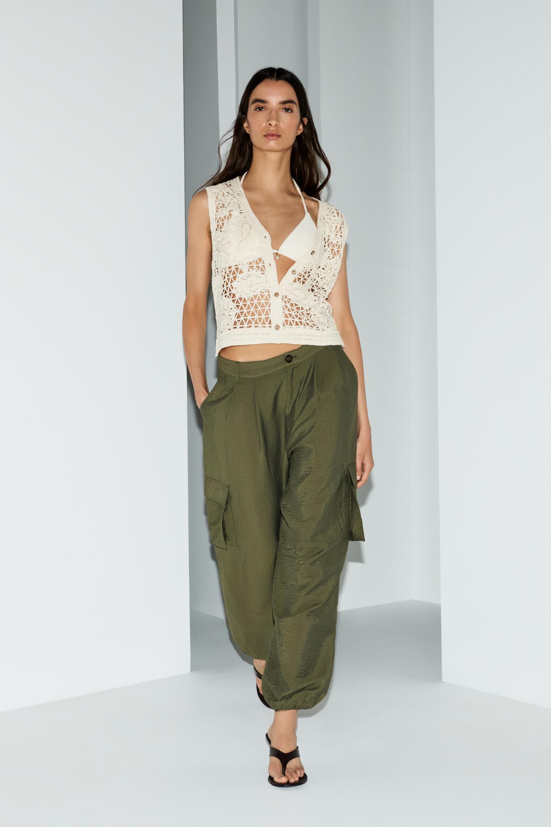 Rhinestone cutwork top — ECRU