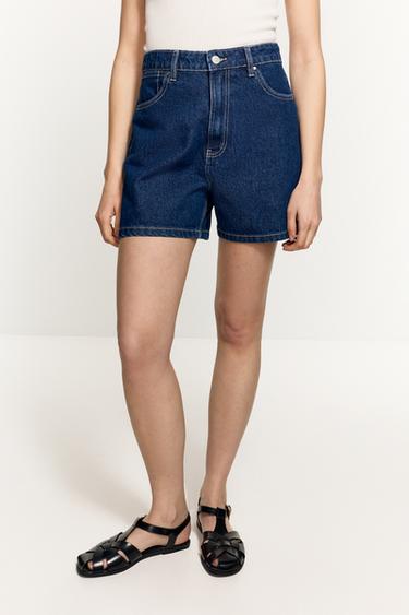 Basic mom fit denim shorts — DARK INDIGO 3