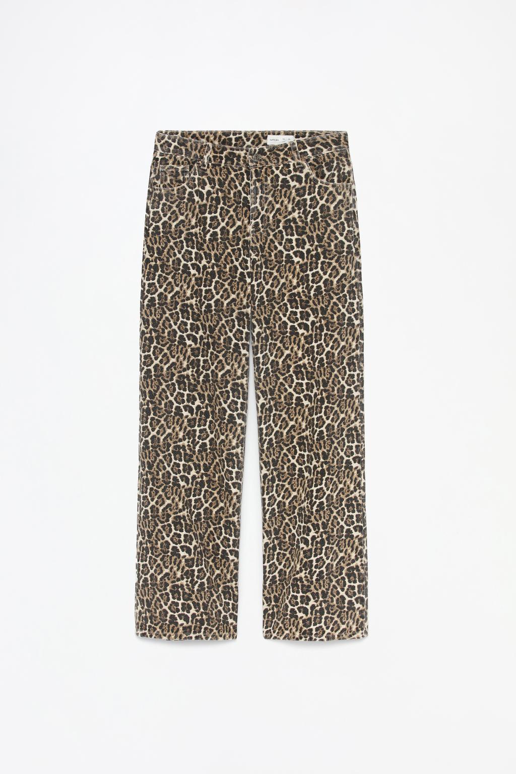 Animal print wide-leg jeans