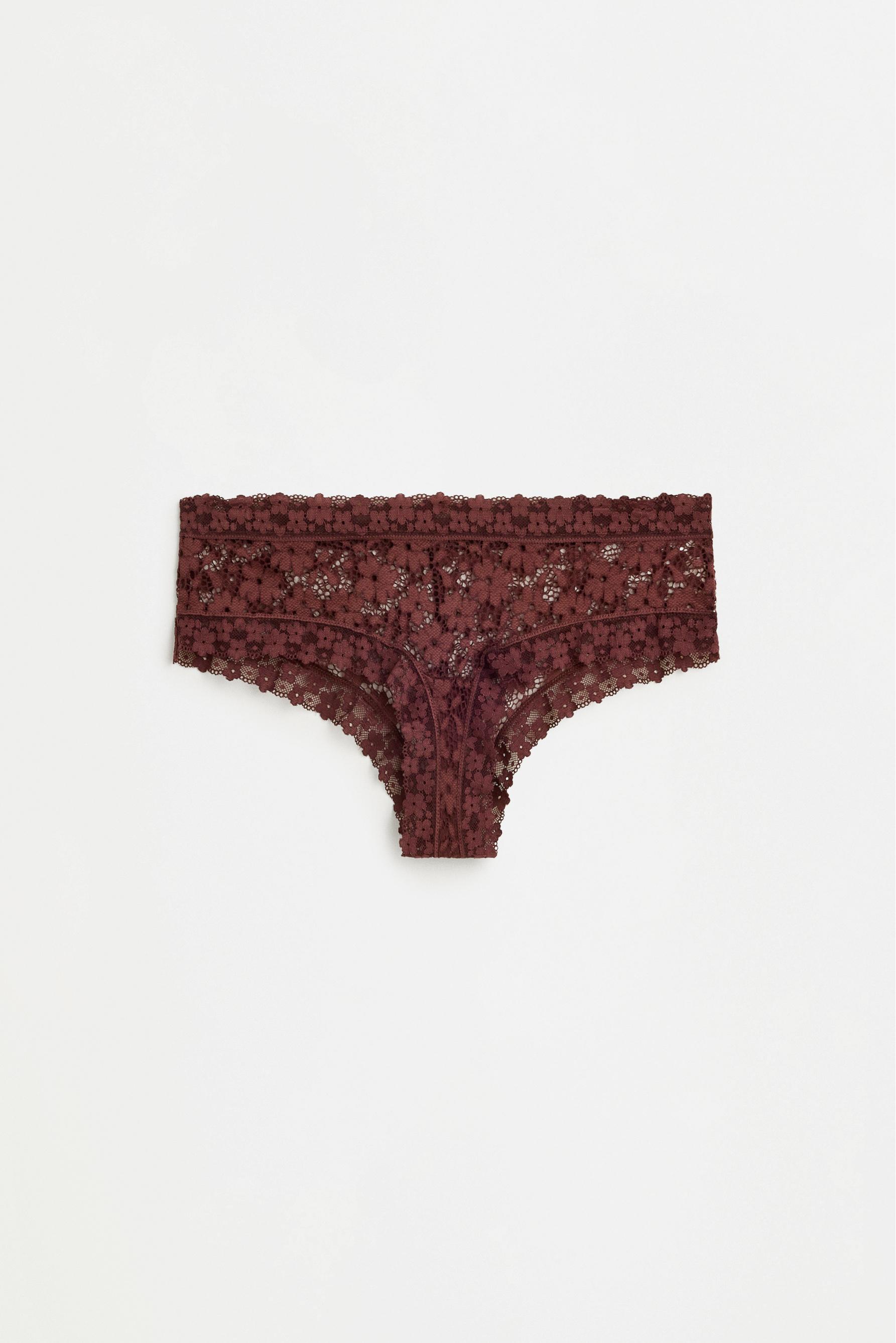 Lace hipster briefs — CHOCOLATE