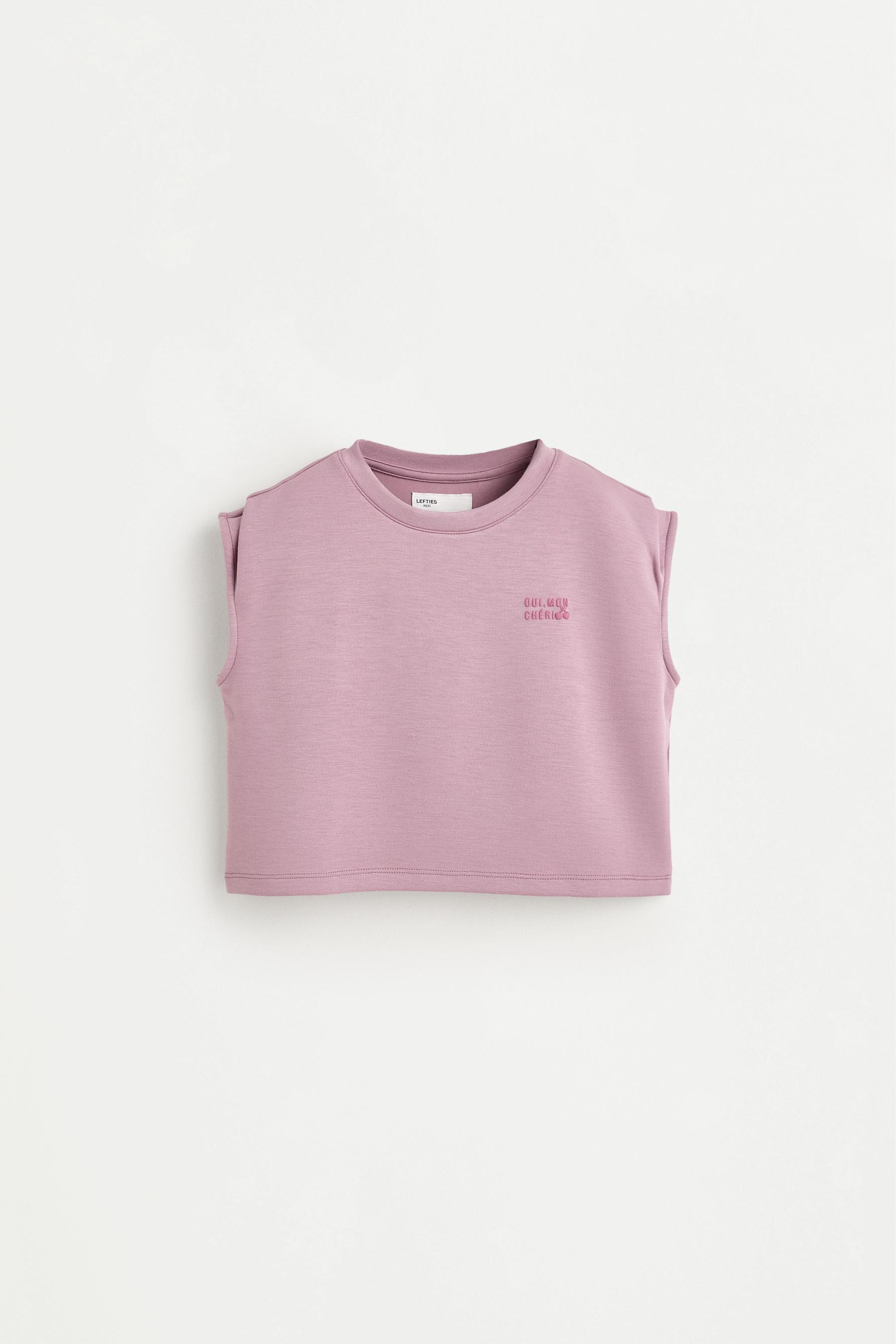 Cropped fluid plush T-shirt — PURPLE