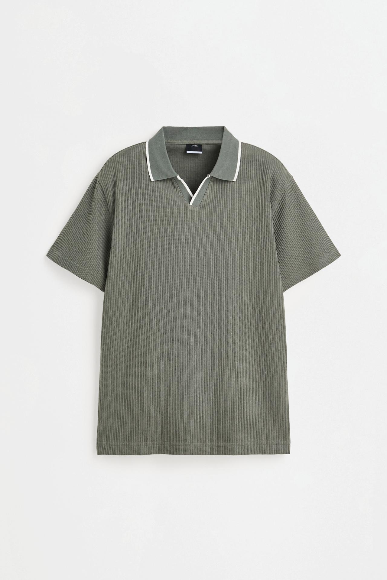 Contrast rib polo shirt — GREEN