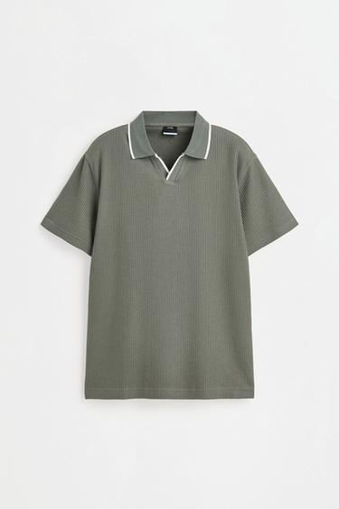 Contrast rib polo shirt — GREEN 6