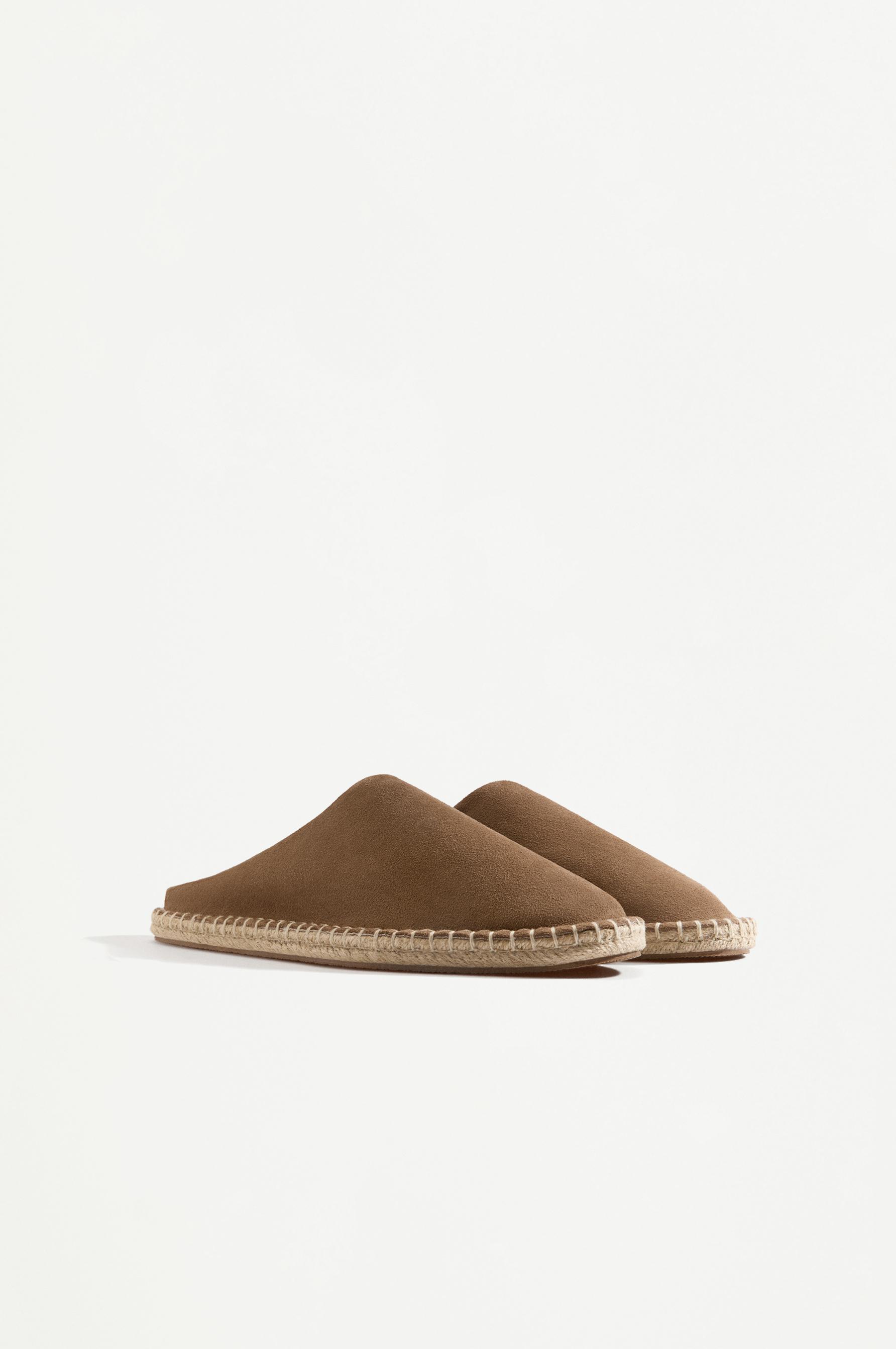 Jute-effect leather clogs — BROWN