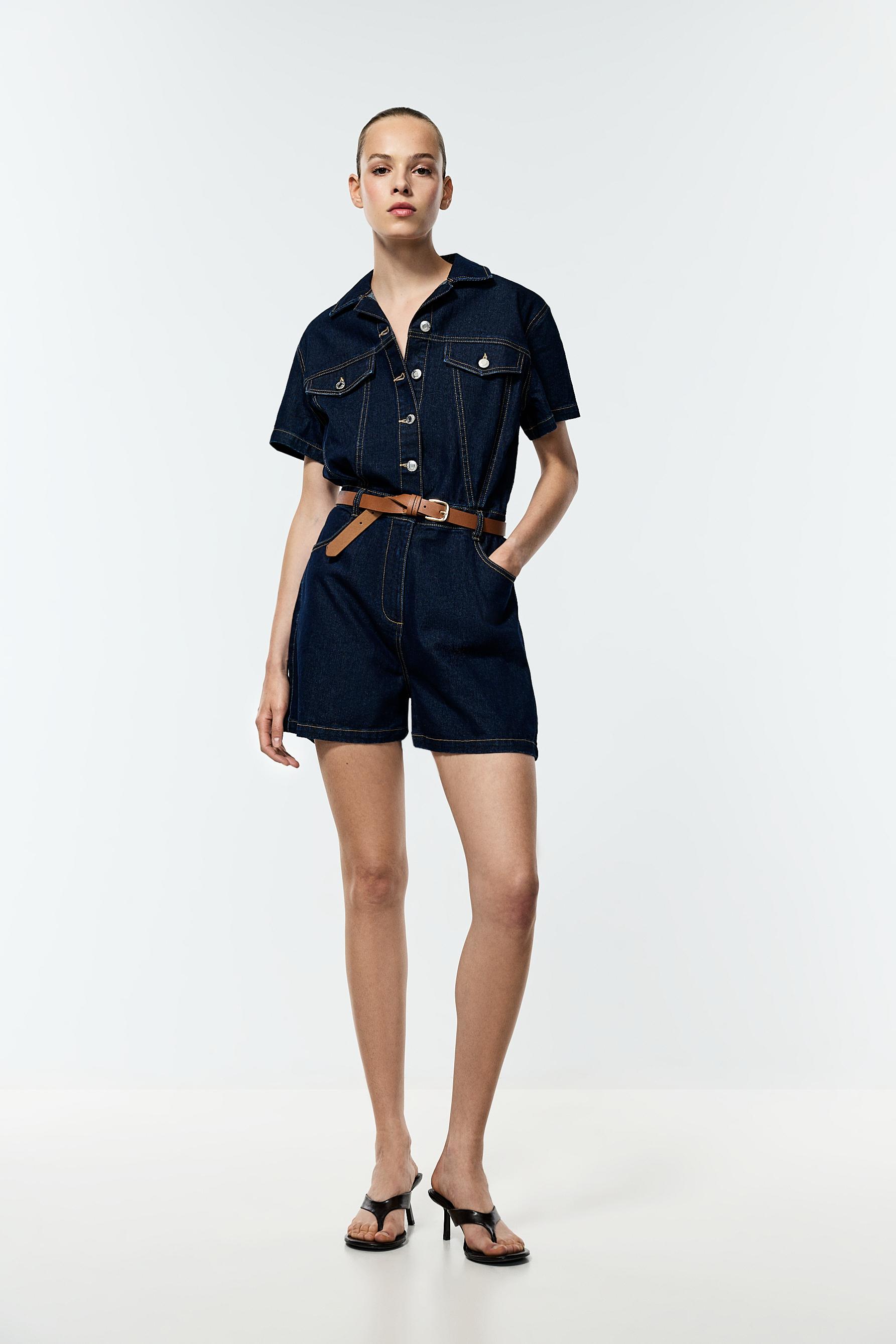 Short denim jumpsuit — BLUE
