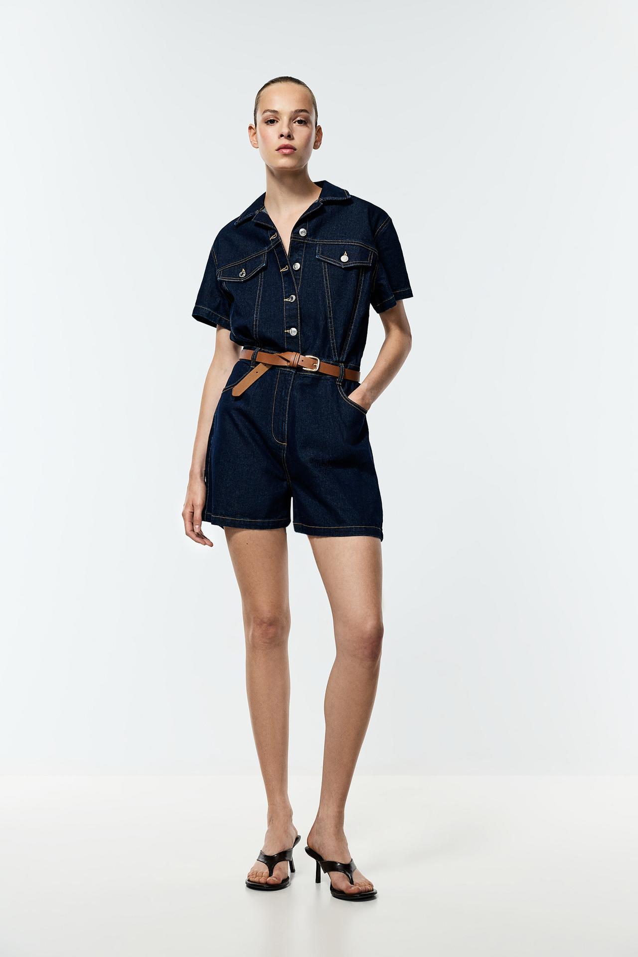 Short denim jumpsuit — BLUE