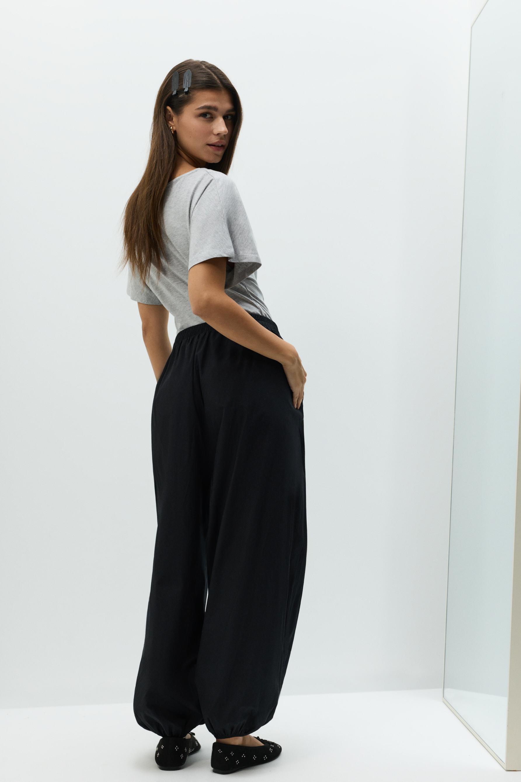 Plaid sarouel trousers — BLACK