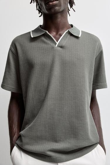 Contrast rib polo shirt — GREEN 3