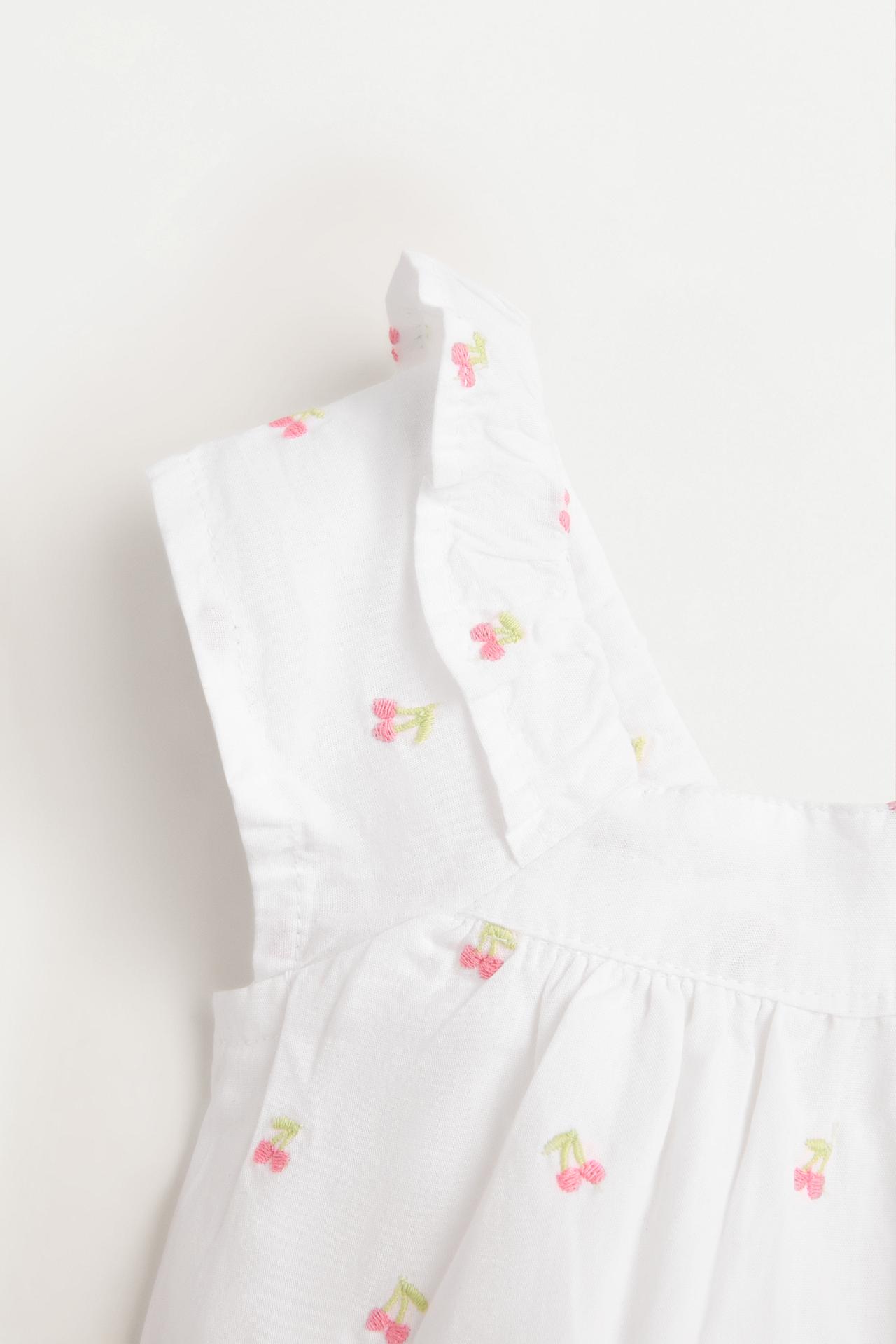 Cherry embroidered blouse and shorts co-ord — WHITE