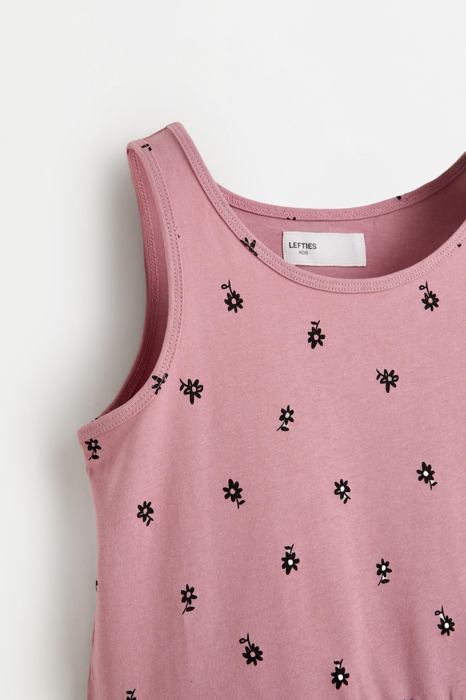 Printed peplum sleeveless t-shirt — PALE PINK