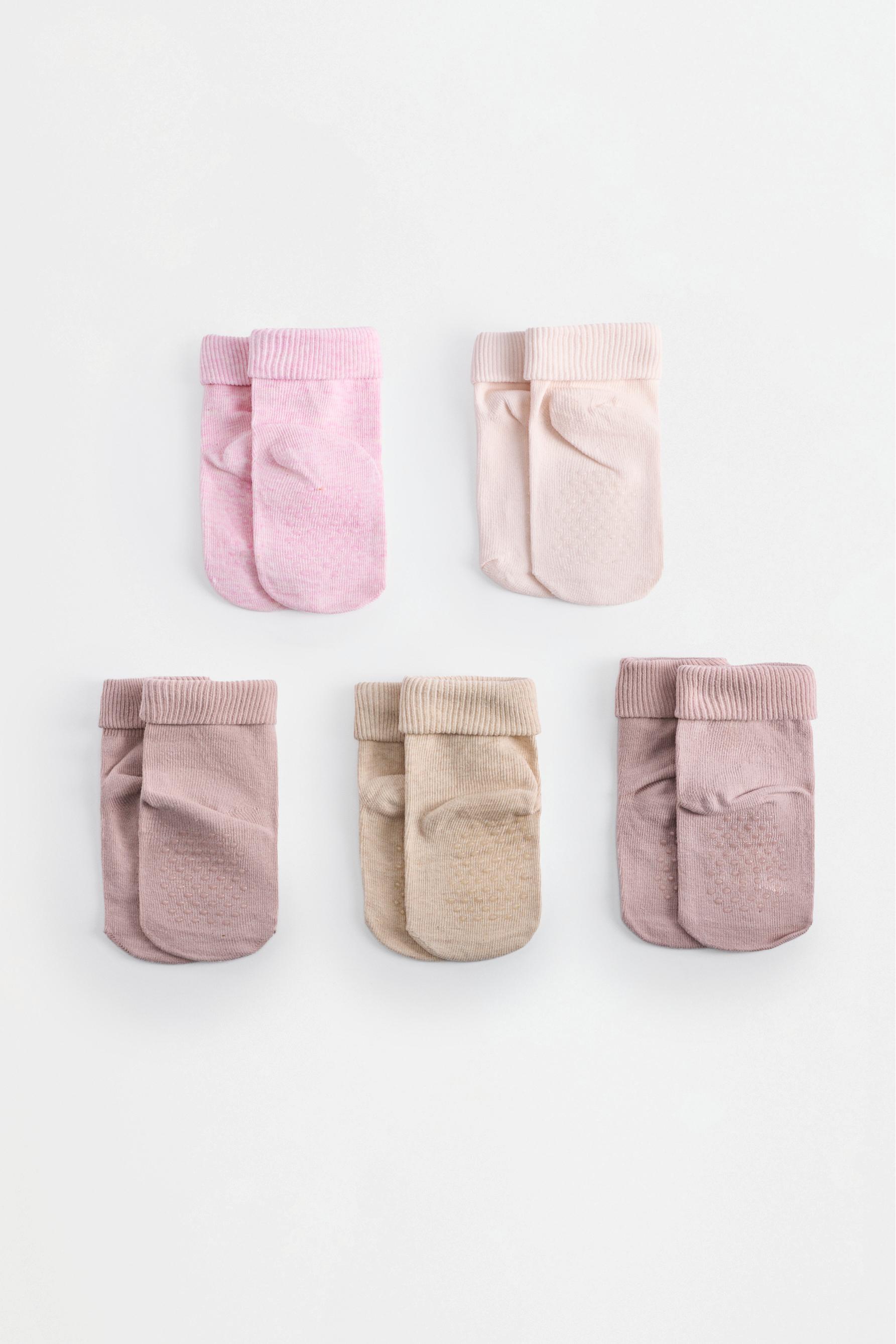 Long socks with fold-over cuff (5-pack) — PINK TONES