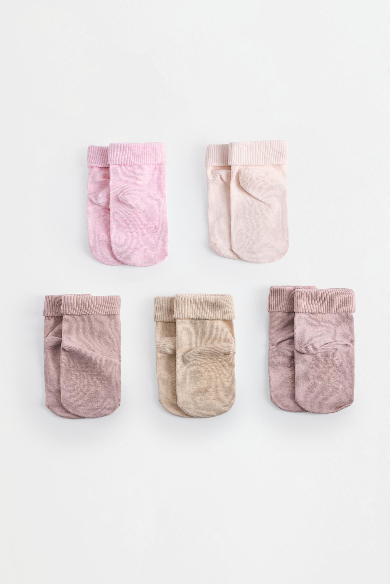 Long socks with fold-over cuff (5-pack) — PINK TONES