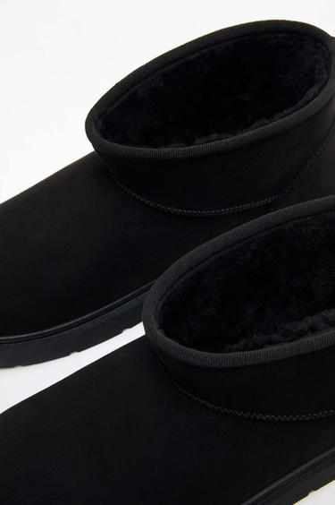 Flat mini fur ankle boots — BLACK 4