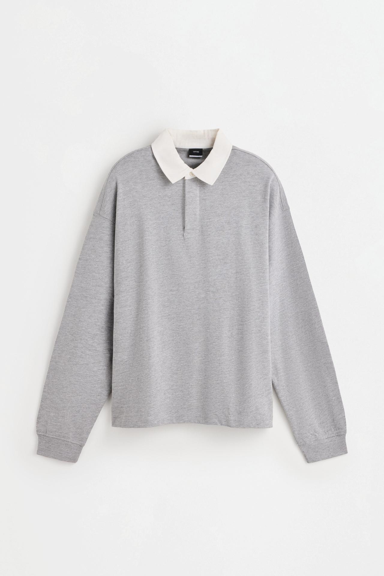 Contrast collar polo shirt — GREY MARL