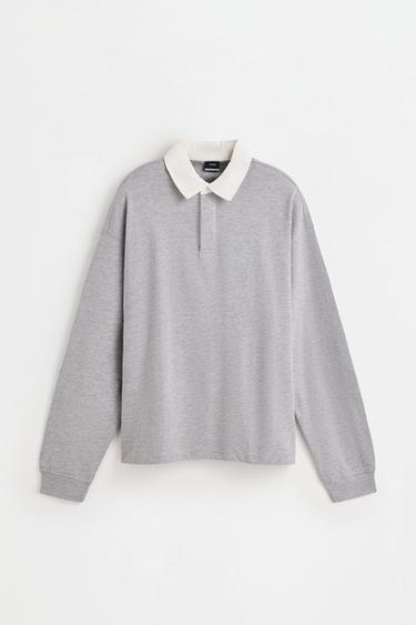 Contrast collar polo shirt — GREY MARL 6