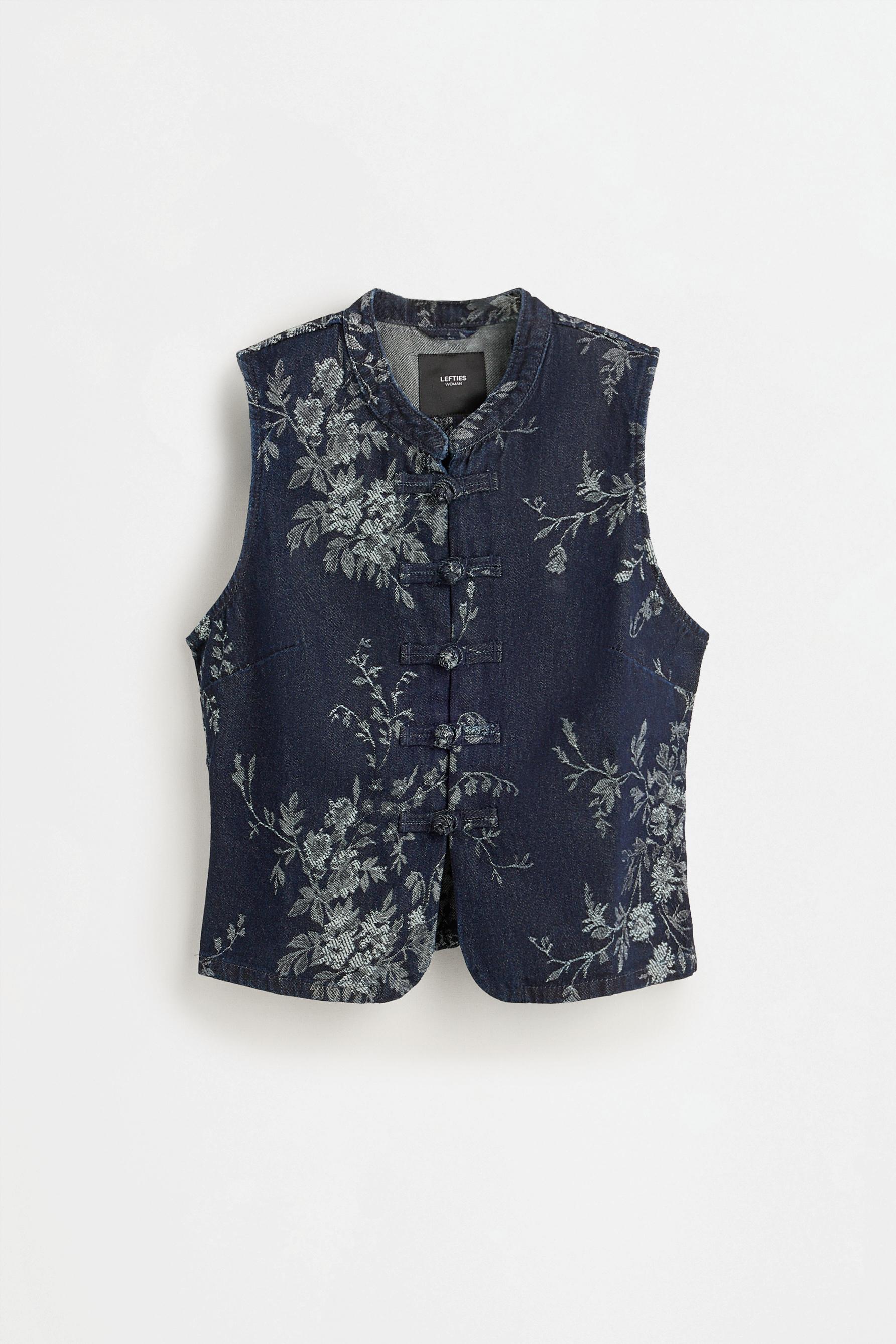 Top denim flores