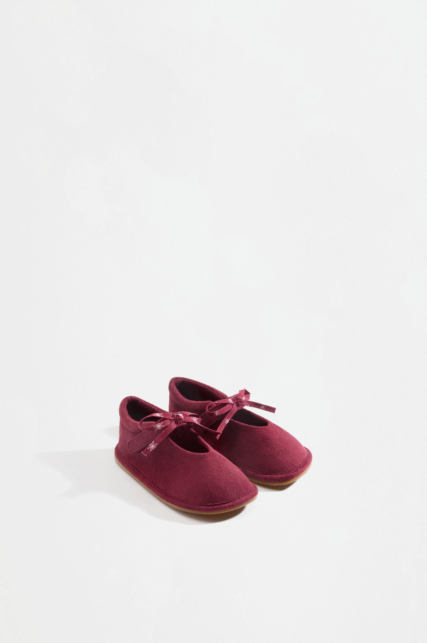Barefoot ballet flats with bow detail — BURGUNDY
