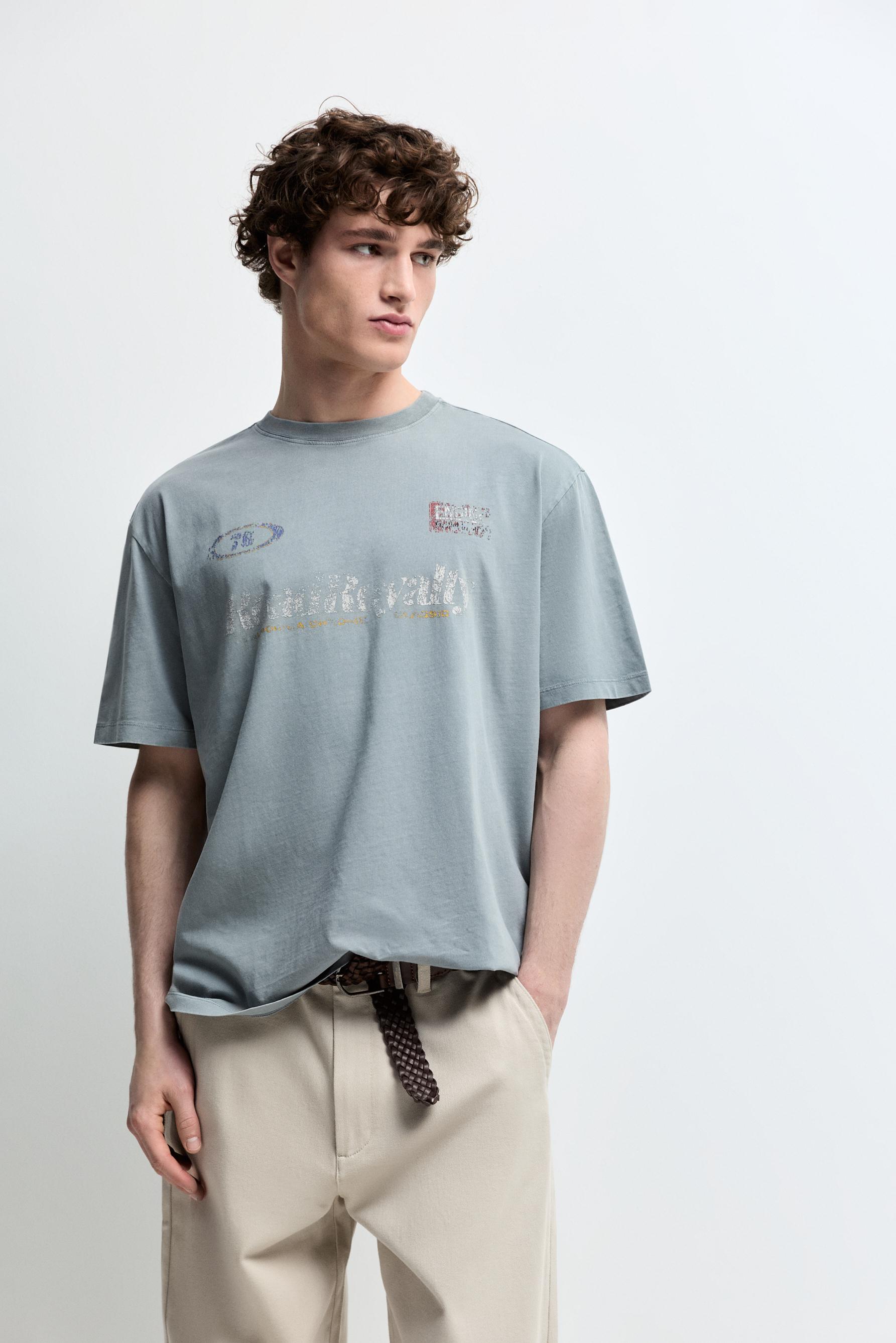 Camiseta estampados efecto desgastado